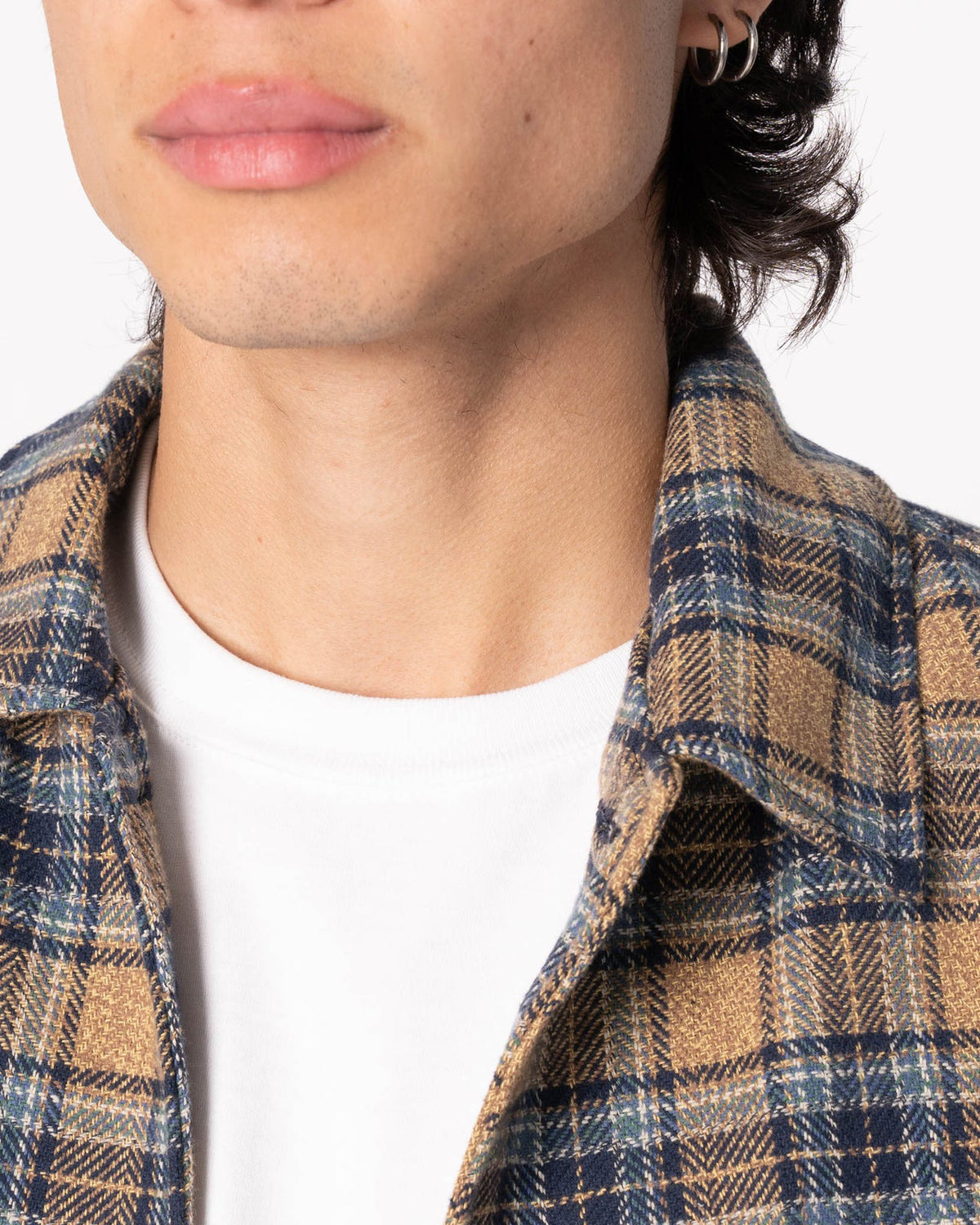 Naked & Famous Denim Triple Twist Yarn Flannel Work Shirt - Blue / Beige
