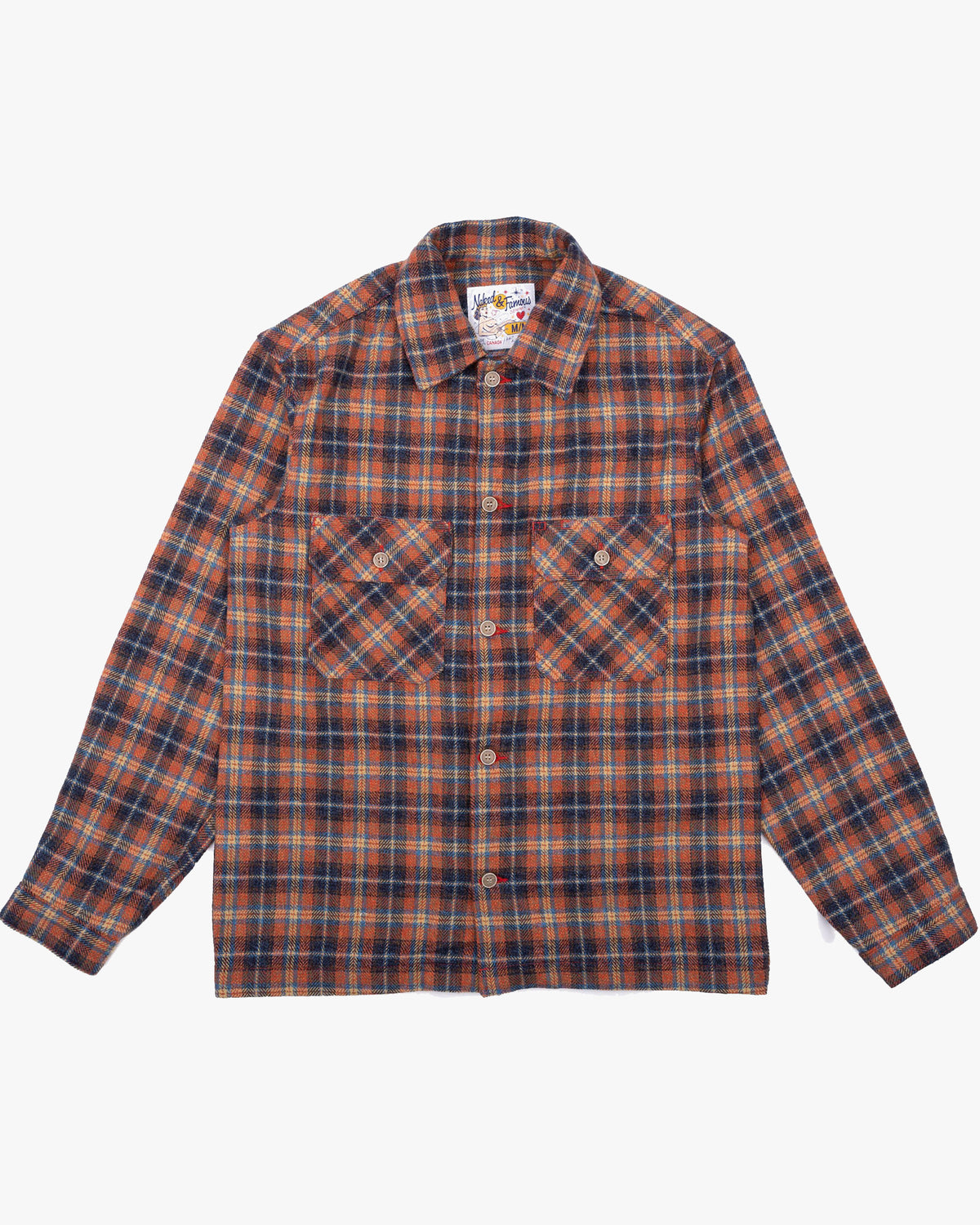 Naked & Famous Denim Triple Twist Yarn Flannel Work Shirt - Red | Naked & Famous Denim Shirts | JEANSTORE