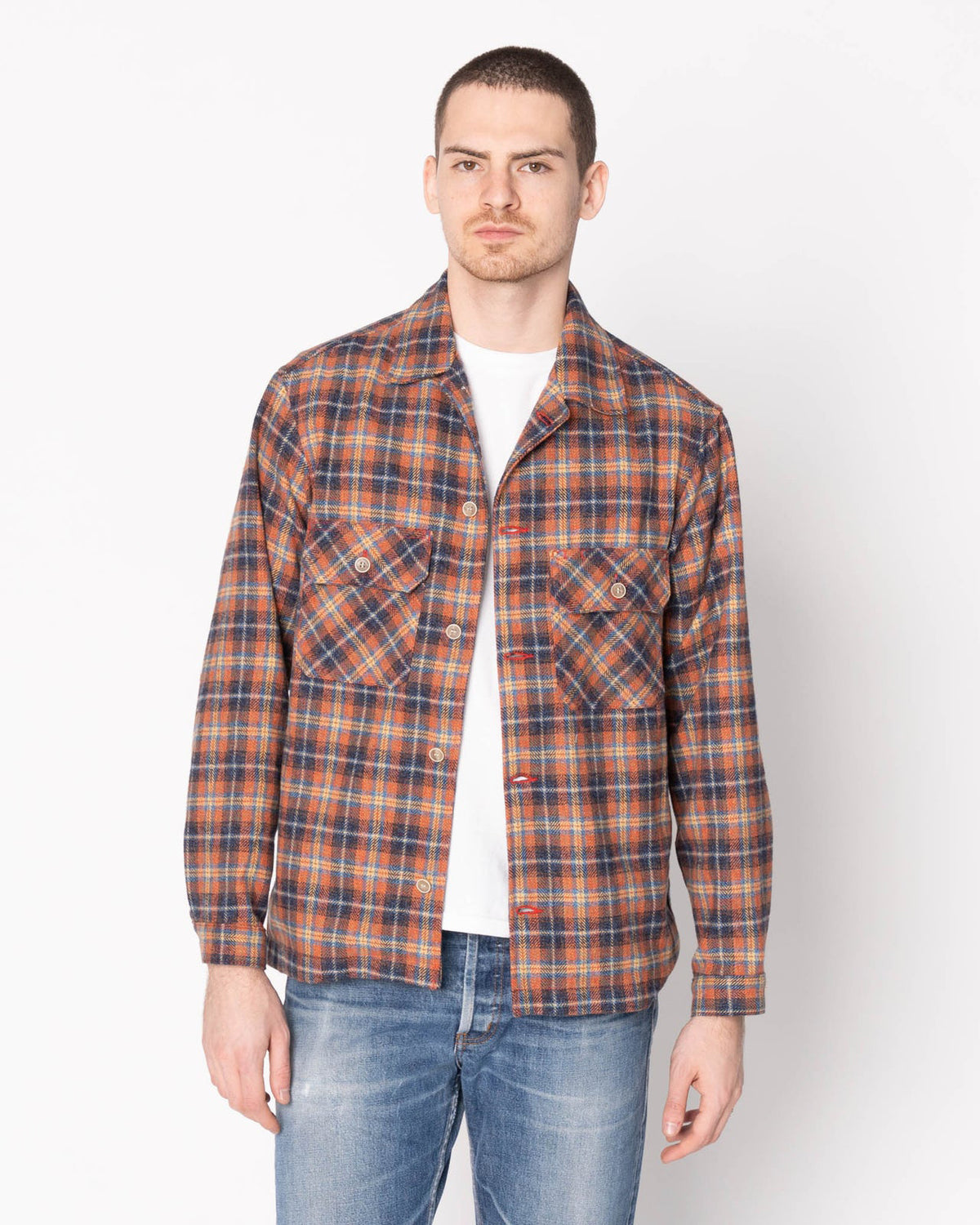 Naked & Famous Denim Triple Twist Yarn Flannel Work Shirt - Red | Naked & Famous Denim Shirts | JEANSTORE