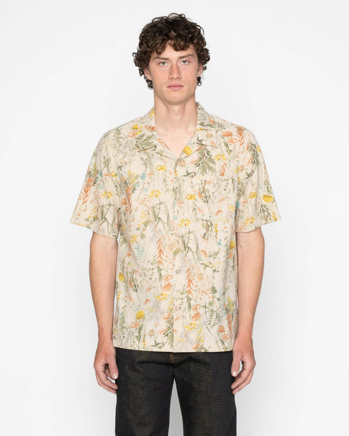 Naked & Famous Denim Aloha Shirt - Flowers Painting