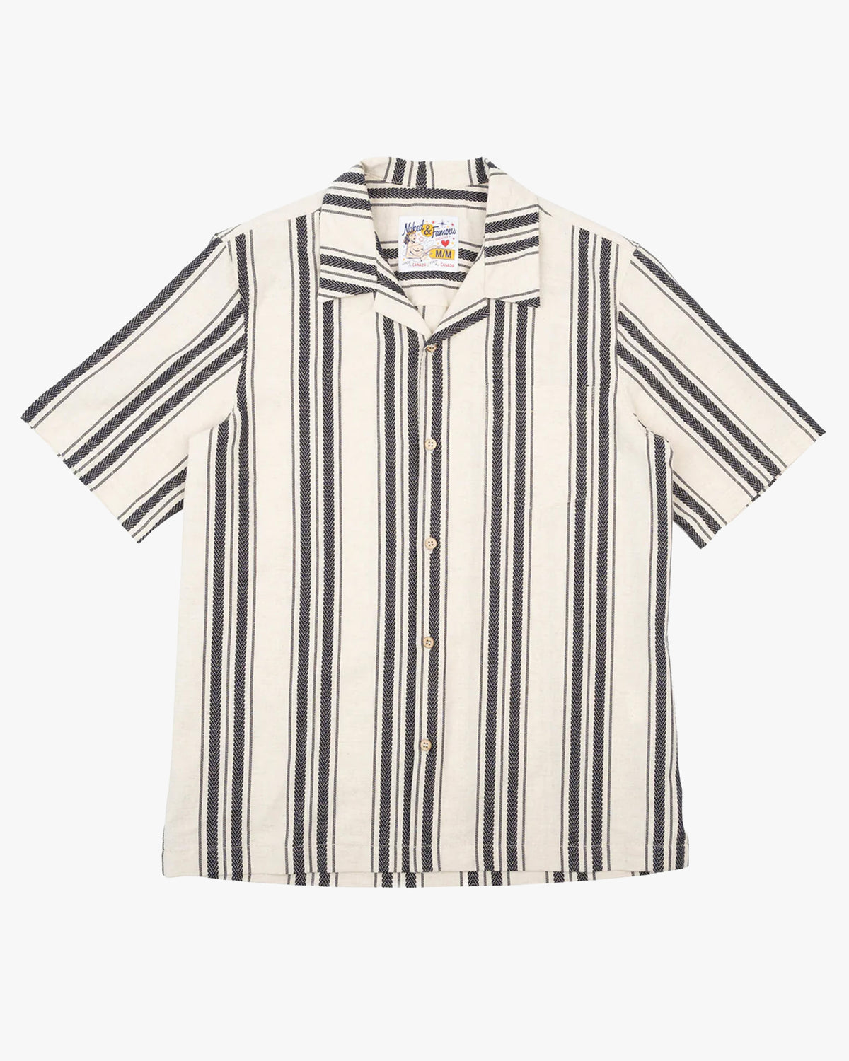 Naked & Famous Denim Dobby Bands Aloha Shirt - Natural