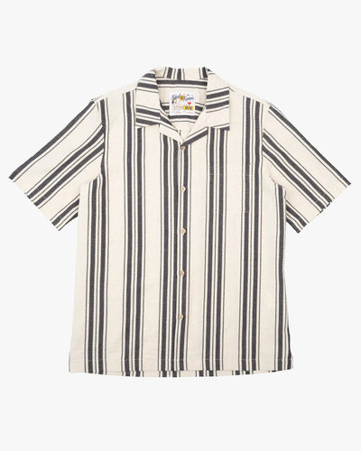 Naked & Famous Denim Dobby Bands Aloha Shirt - Natural