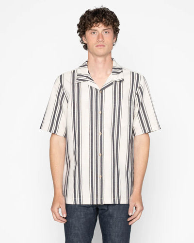 Naked & Famous Denim Dobby Bands Aloha Shirt - Natural