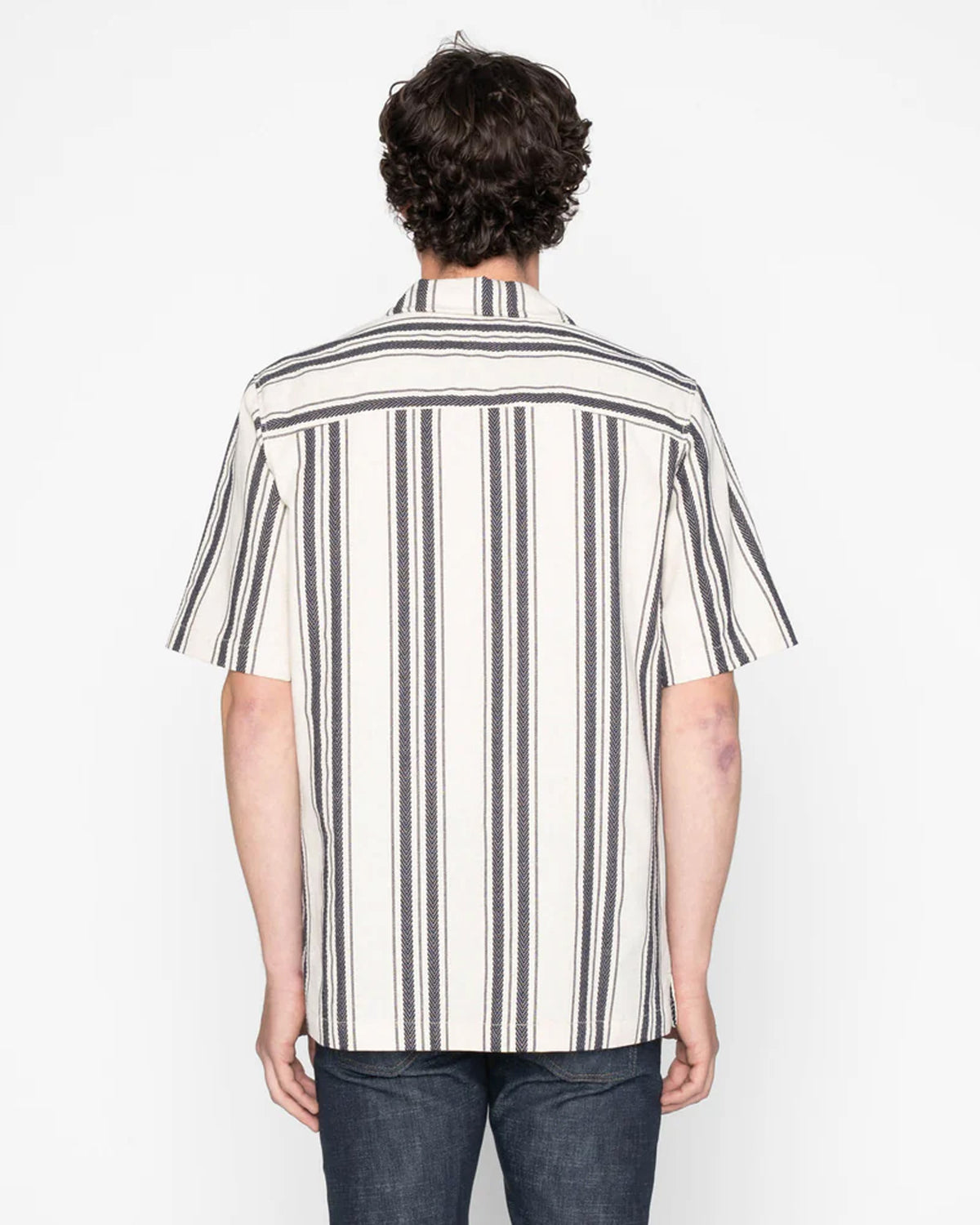 Naked & Famous Denim Dobby Bands Aloha Shirt - Natural