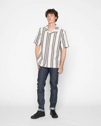 Naked & Famous Denim Dobby Bands Aloha Shirt - Natural