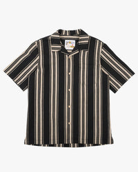 Naked & Famous Denim Dobby Bands Aloha Shirt - Black