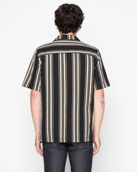 Naked & Famous Denim Dobby Bands Aloha Shirt - Black