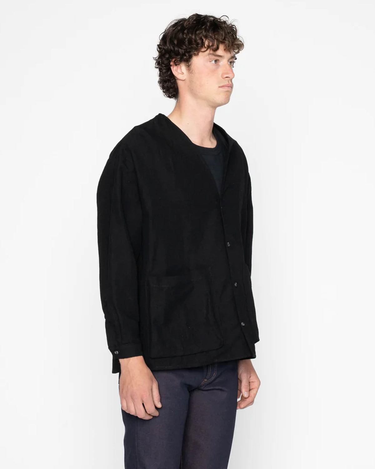Naked & Famous Wise Guy Linen Blend Denim Jacket - Black