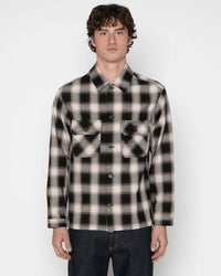 Naked & Famous Denim Work Shirt - Trippy Ombre Plaid Ivory