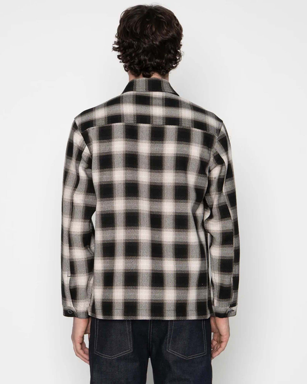 Naked & Famous Denim Work Shirt - Trippy Ombre Plaid Ivory