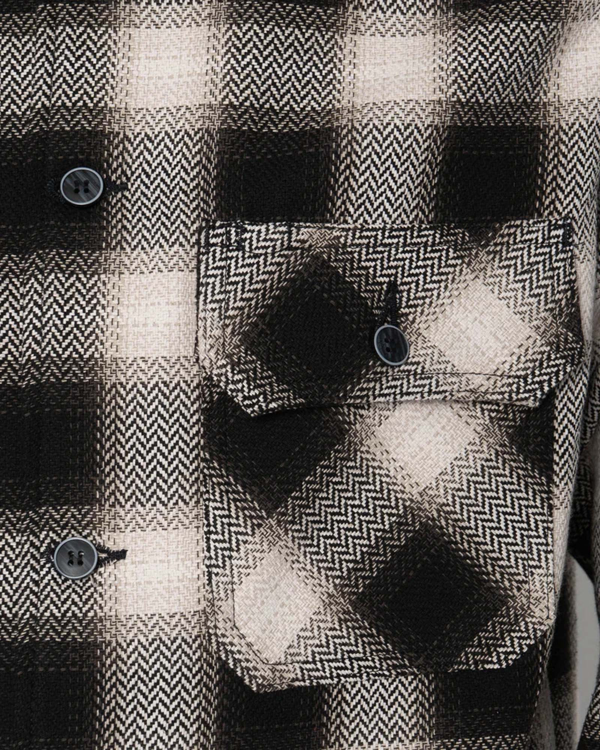 Naked & Famous Denim Work Shirt - Trippy Ombre Plaid Ivory