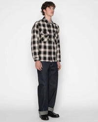 Naked & Famous Denim Work Shirt - Trippy Ombre Plaid Ivory