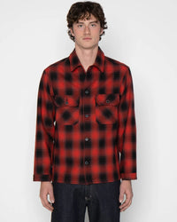 Naked & Famous Denim Work Shirt - Trippy Ombre Plaid Red