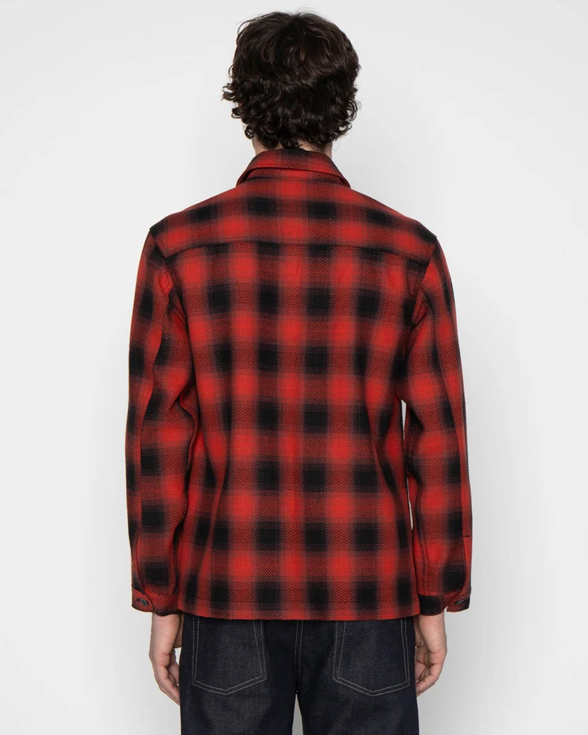 Naked & Famous Denim Work Shirt - Trippy Ombre Plaid Red