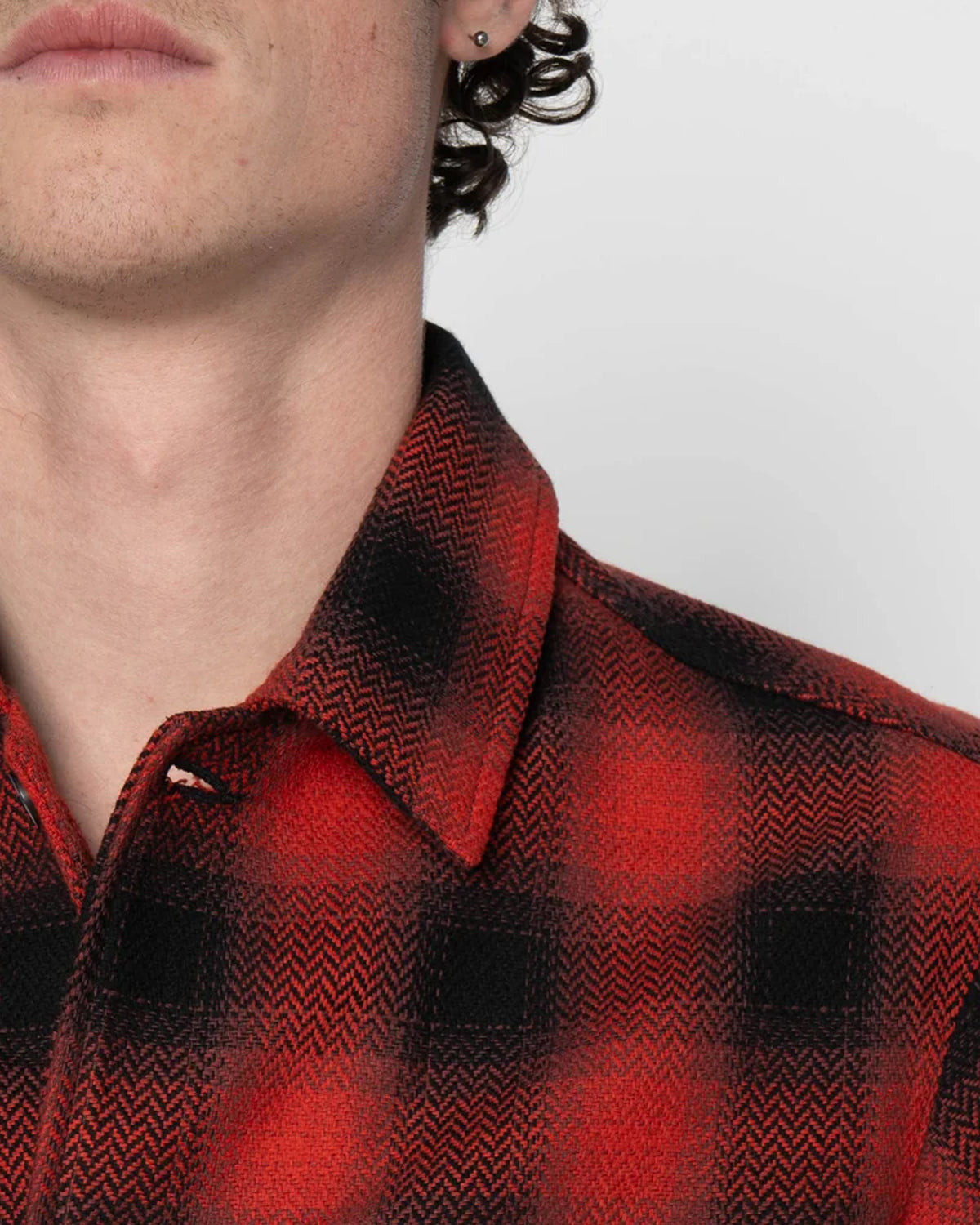 Naked & Famous Denim Work Shirt - Trippy Ombre Plaid Red