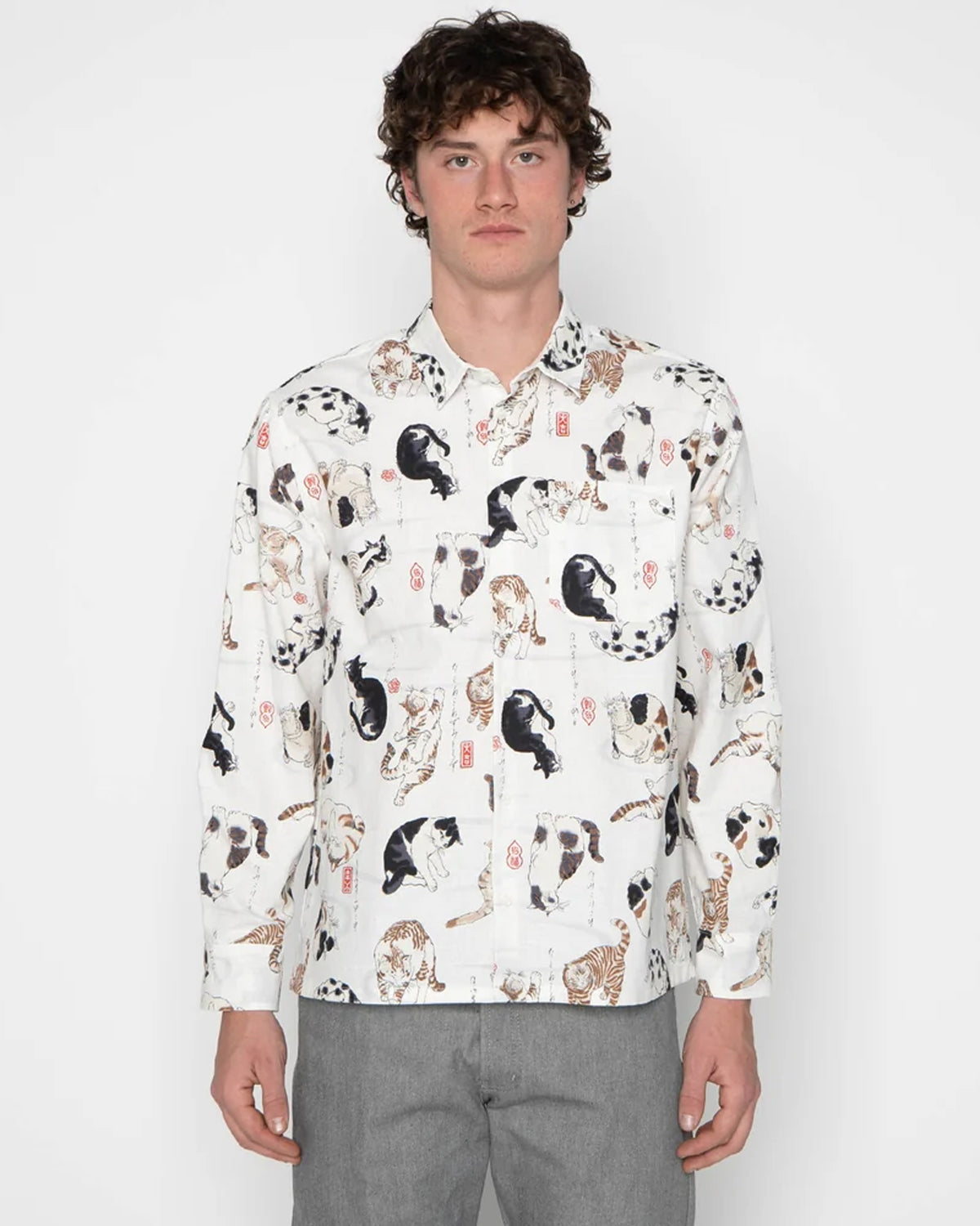 Naked & Famous Denim True Shirt - Japanese Neko Cats