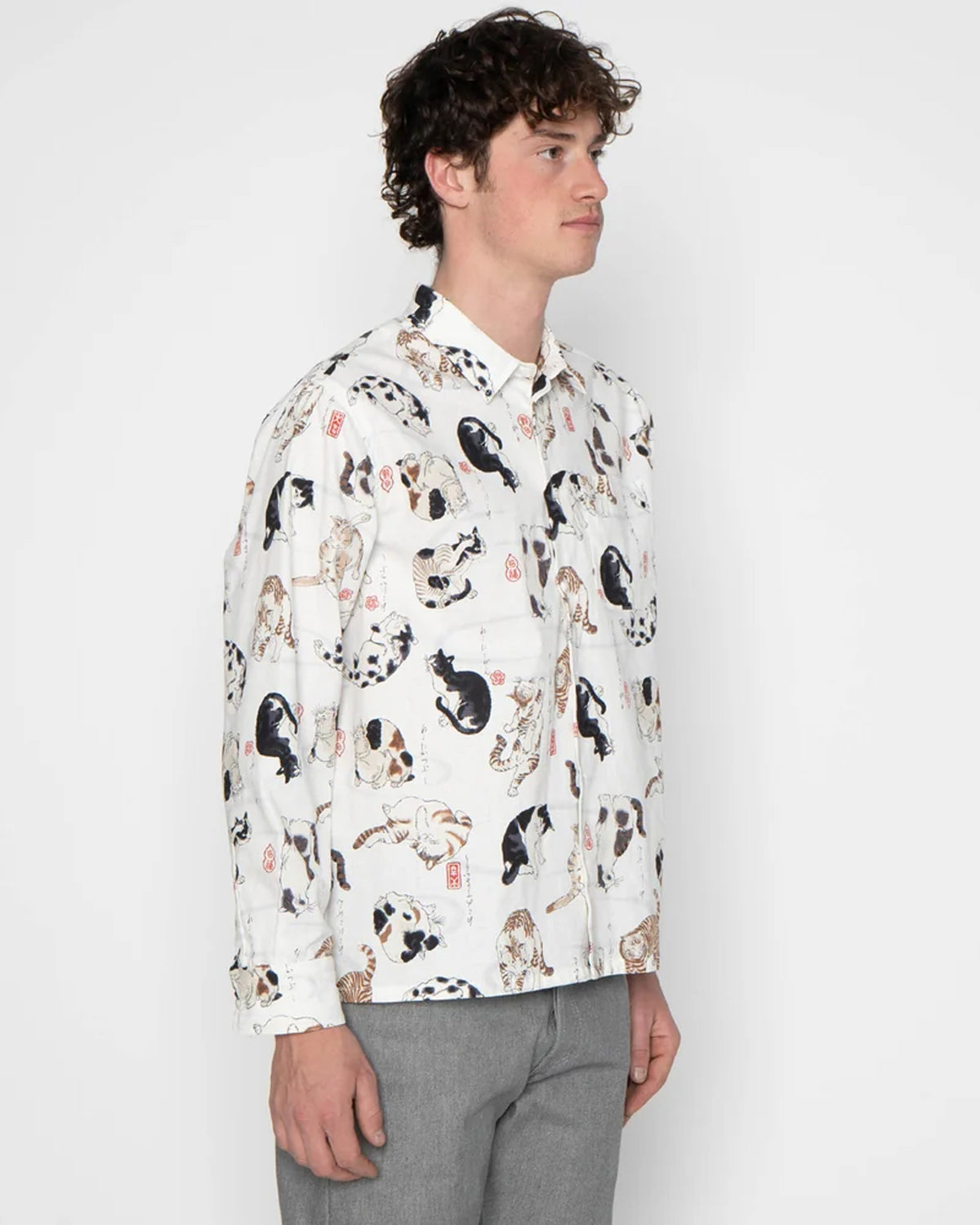 Naked & Famous Denim True Shirt - Japanese Neko Cats