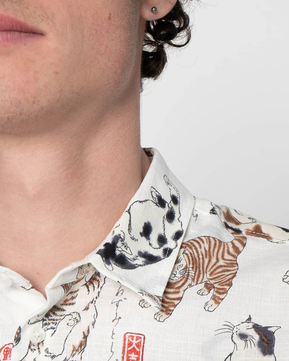 Naked & Famous Denim True Shirt - Japanese Neko Cats
