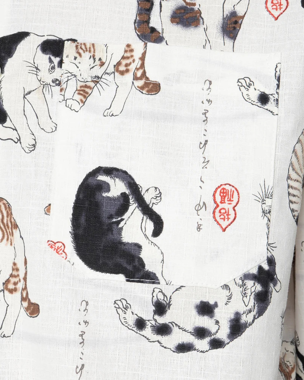 Naked & Famous Denim True Shirt - Japanese Neko Cats
