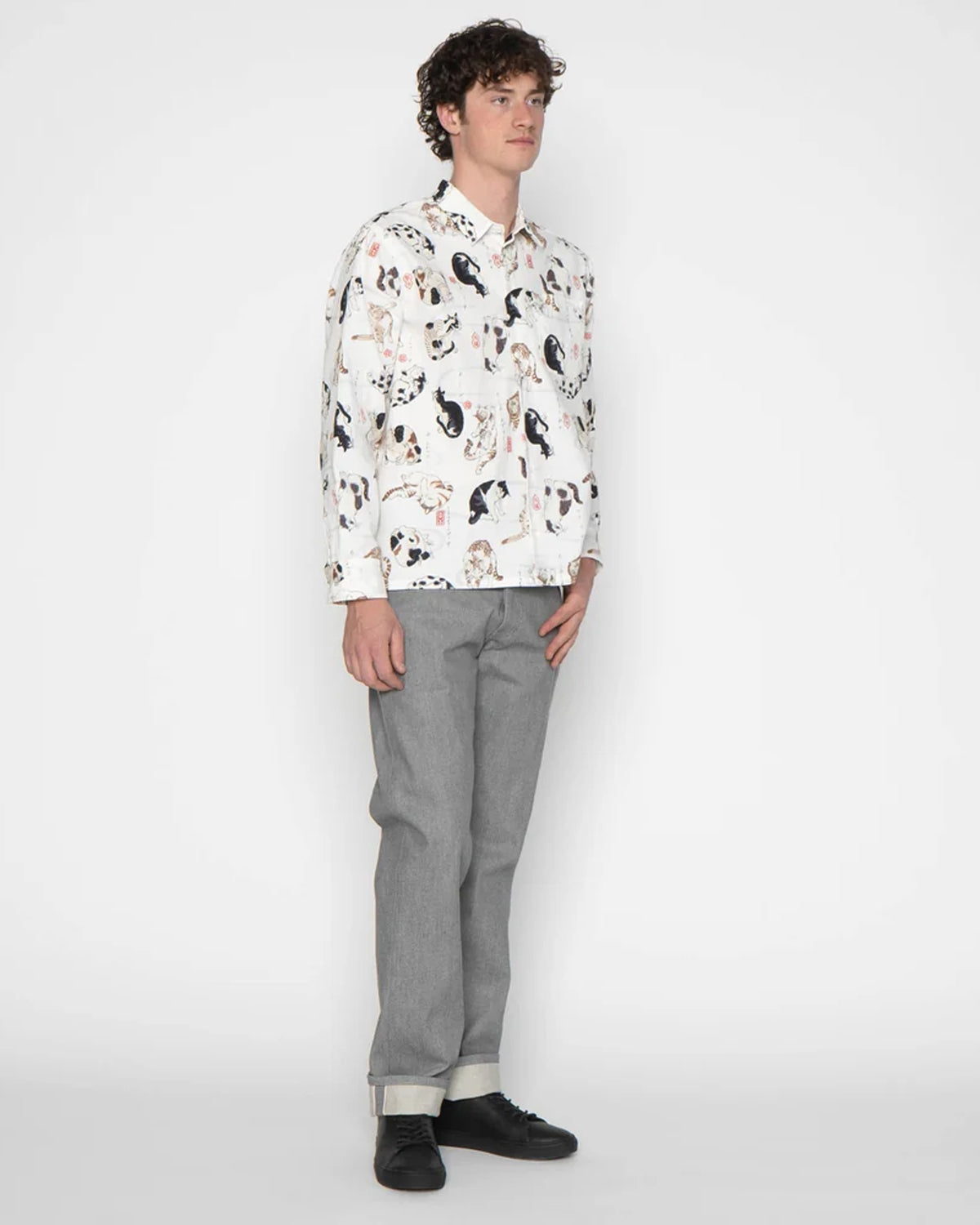 Naked & Famous Denim True Shirt - Japanese Neko Cats