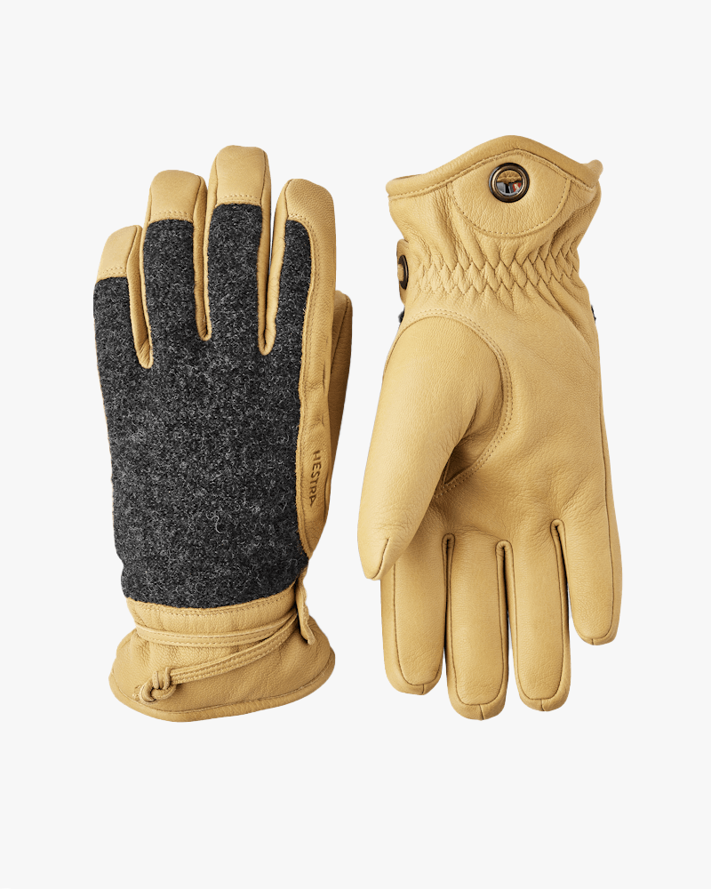 Hestra Daniel Insulated Wool & Leather Gloves - Charcoal / Tan