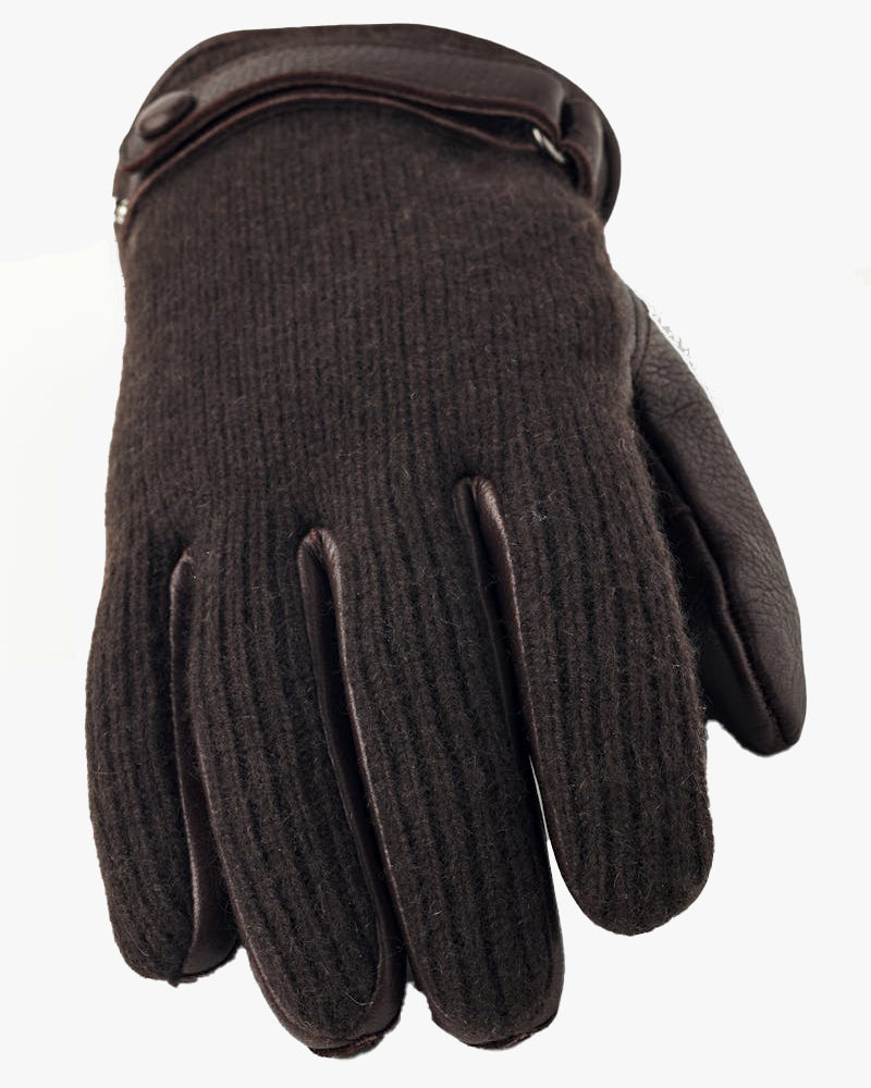 Hestra Table Cut Handmade Christopher Elk Leather & Cashmere Gloves - Espresso