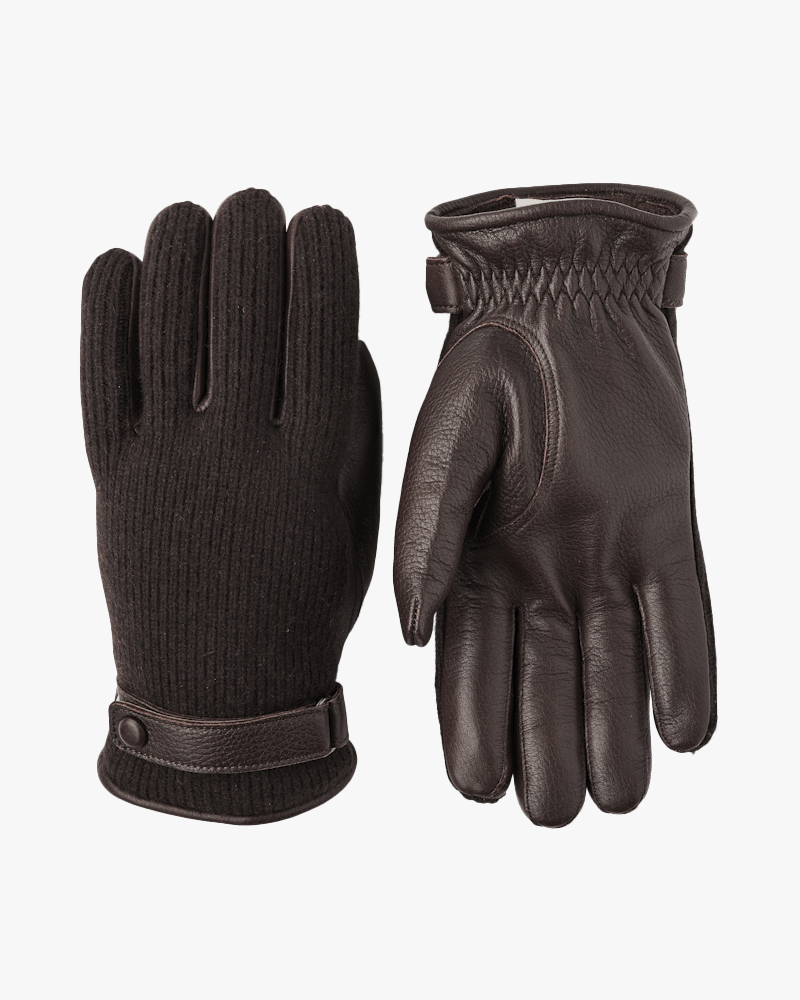 Hestra Table Cut Handmade Christopher Elk Leather & Cashmere Gloves - Espresso
