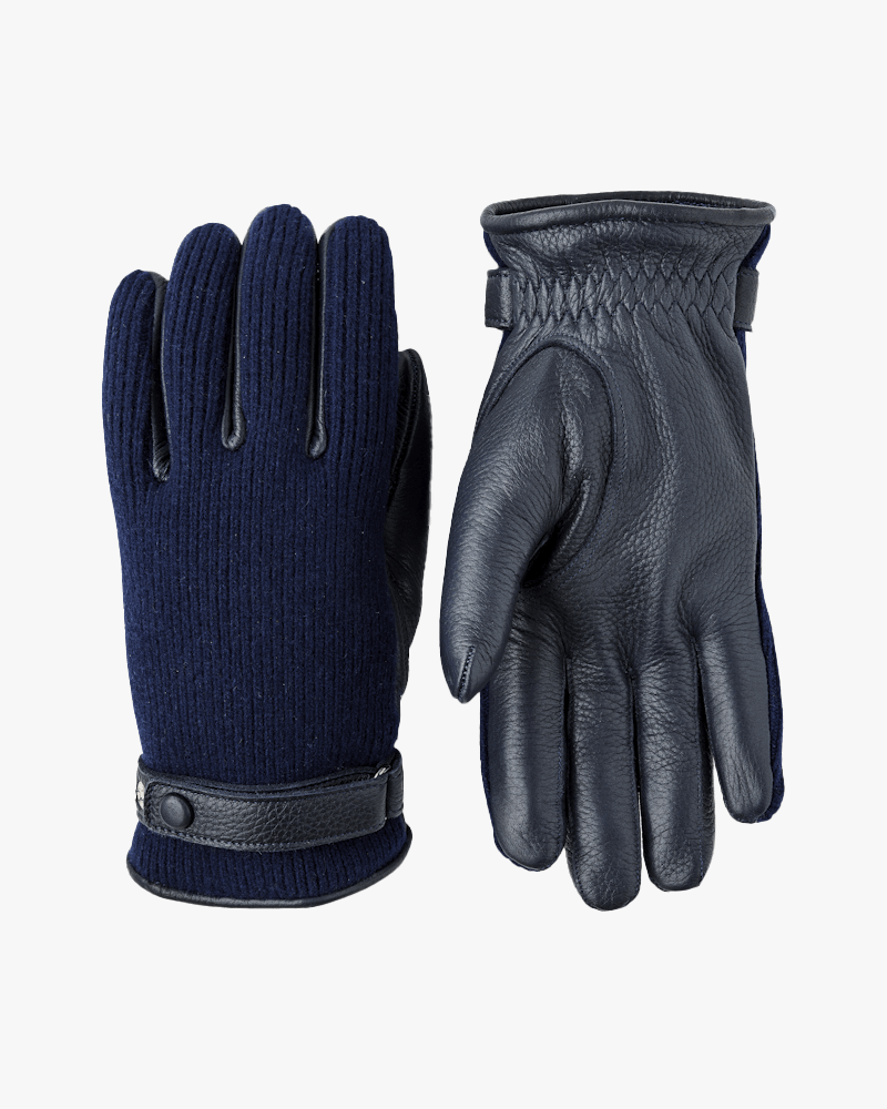 Hestra Table Cut Handmade Christopher Elk Leather & Cashmere Gloves - Navy | Hestra Gloves | JEANSTORE