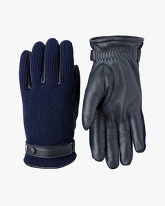 Hestra Table Cut Handmade Christopher Elk Leather & Cashmere Gloves - Navy