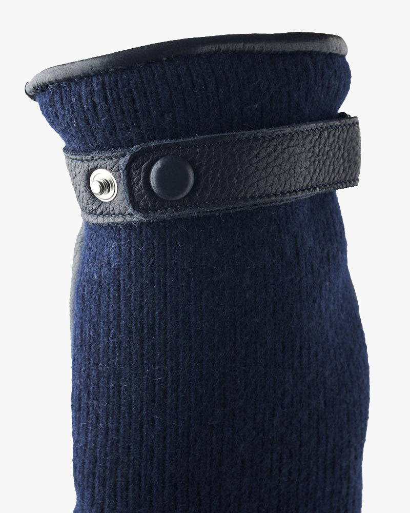 Hestra Table Cut Handmade Christopher Elk Leather & Cashmere Gloves - Navy | Hestra Gloves | JEANSTORE
