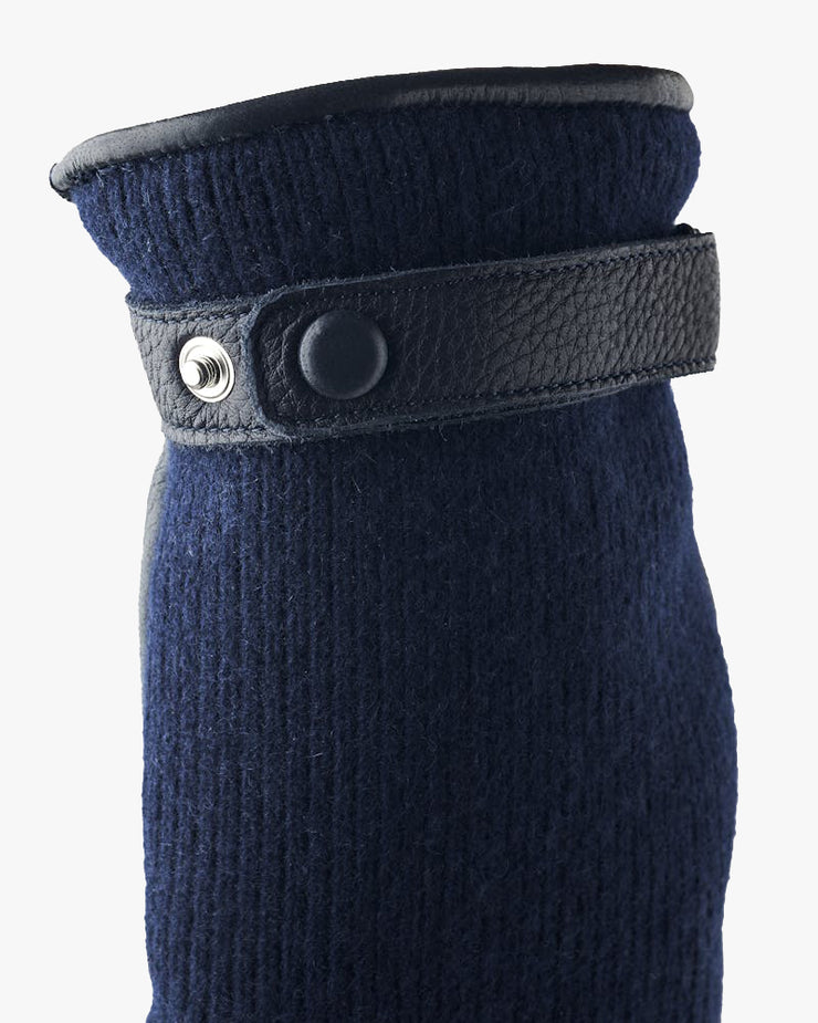 Hestra Table Cut Handmade Christopher Elk Leather & Cashmere Gloves - Navy