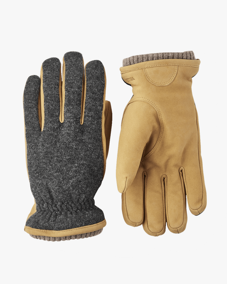 Hestra Noah Goatskin Nubuck & Wool Gloves - Charcoal / Tan | Hestra Gloves | JEANSTORE