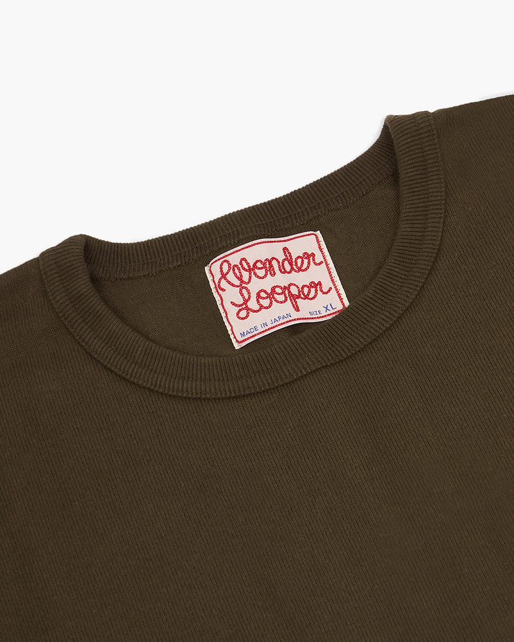 Wonder Looper 409gsm Double Heavyweight T Shirt - Khaki Green | Wonder Looper T Shirts | JEANSTORE