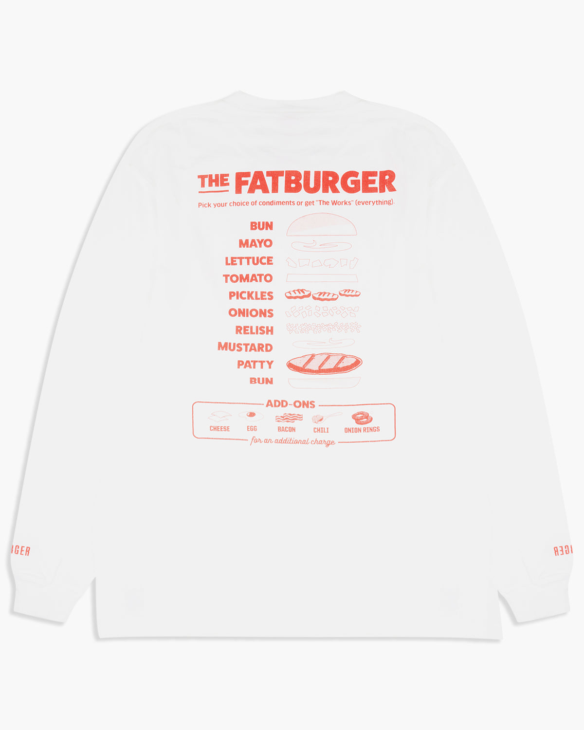 Cookman x Fatburger Topping Menu L/S Tee - White | Cookman T Shirts | JEANSTORE
