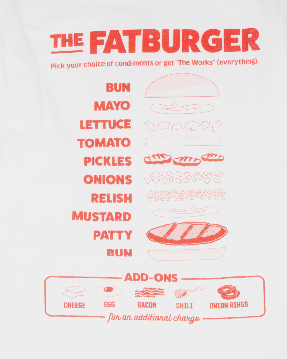 Cookman x Fatburger Topping Menu L/S Tee - White | Cookman T Shirts | JEANSTORE