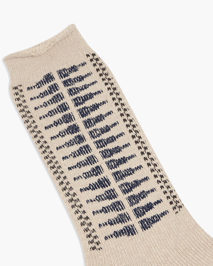 Kinari Plating Pattern Crew Socks - Navy