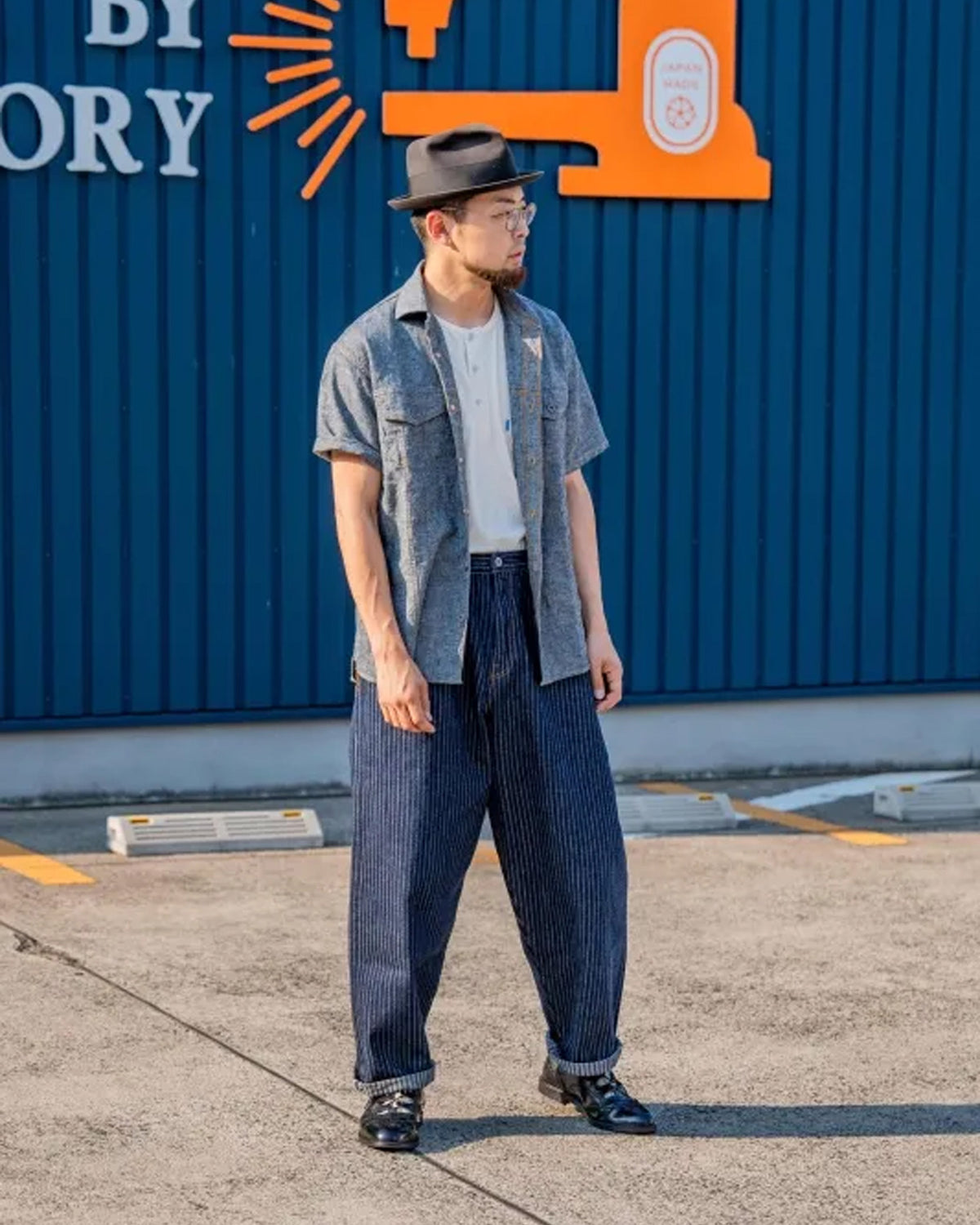 Graph Zero Easy 5-Pocket Selvedge Pants - Herringbone Stripe