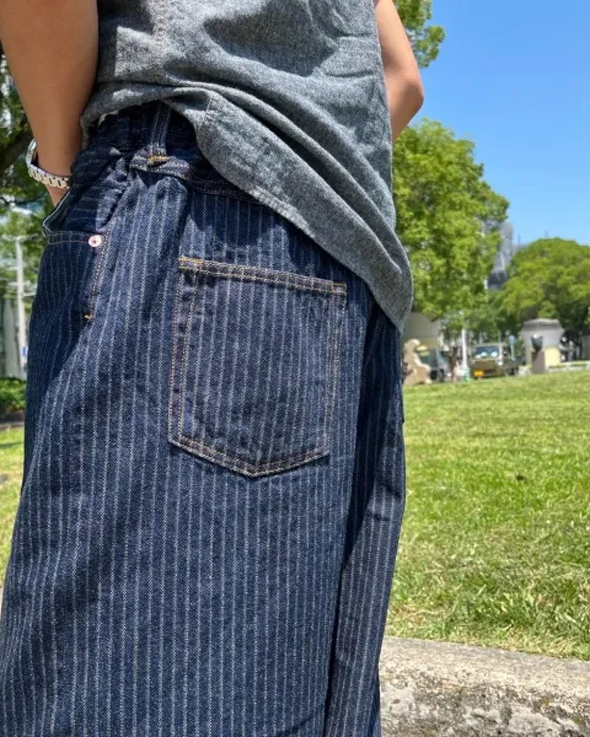Graph Zero Easy 5-Pocket Selvedge Pants - Herringbone Stripe