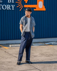 Graph Zero Easy 5-Pocket Selvedge Pants - Herringbone Stripe