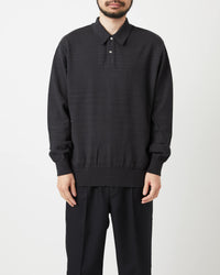 Yonetomi Light Wave Cotton Knit Polo Shirt - Black | Yonetomi Polo Shirts | JEANSTORE