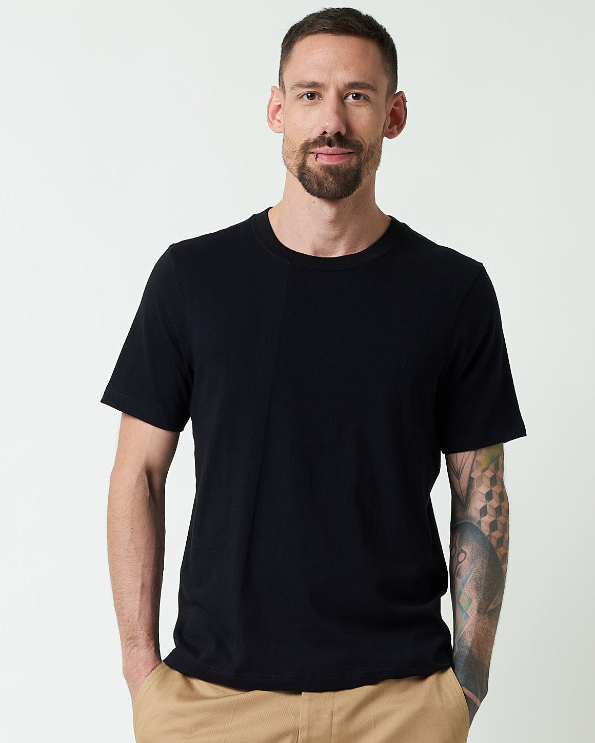 Merz b. Schwanen 4.6oz 1940s Loopwheeled Tee - Deep Black | Merz b. Schwanen T Shirts | JEANSTORE