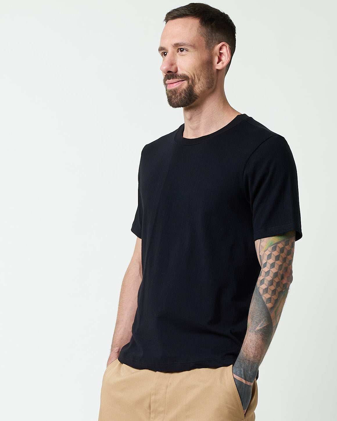 Merz b. Schwanen 4.6oz 1940s Loopwheeled Tee - Deep Black | Merz b. Schwanen T Shirts | JEANSTORE