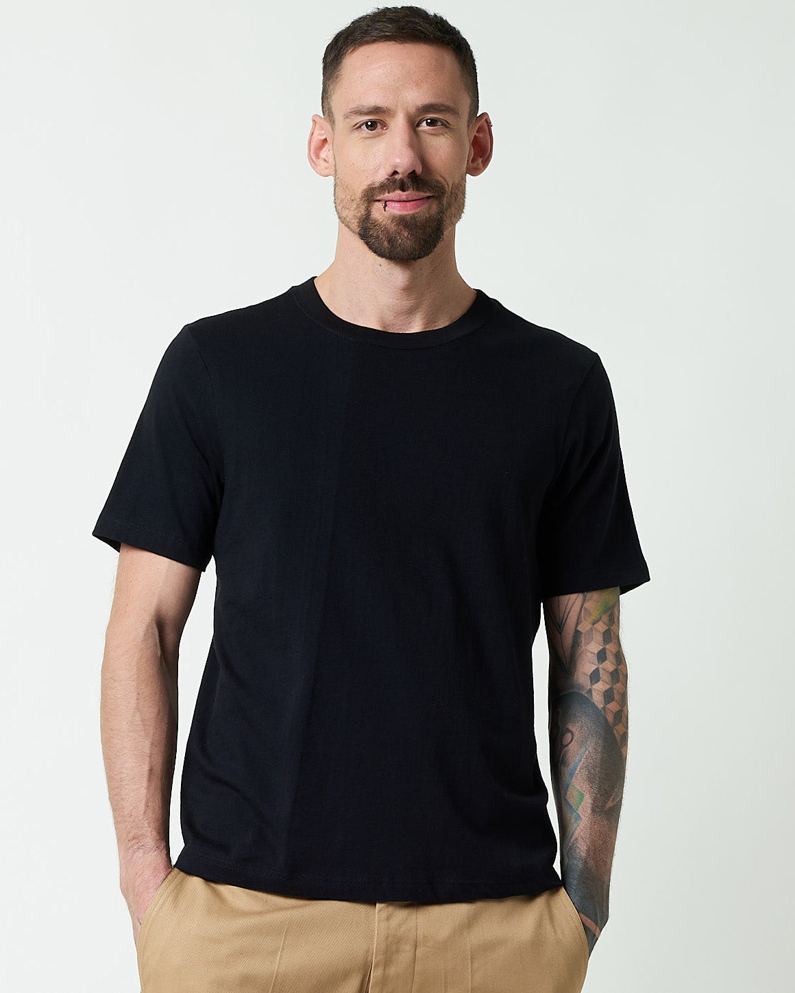 Merz b. Schwanen 4.6oz 1940s Loopwheeled Tee - Deep Black | Merz b. Schwanen T Shirts | JEANSTORE