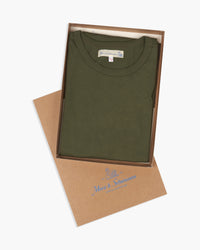Merz b. Schwanen Good Originals 4.6oz 1950s Loopwheeled Tee - Army | Merz b. Schwanen T Shirts | JEANSTORE
