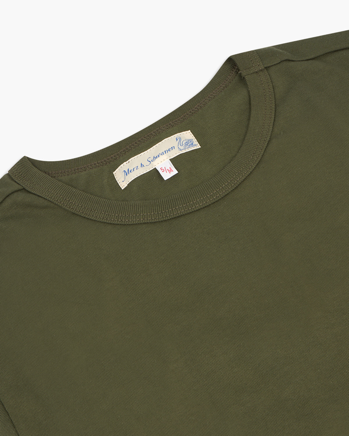 Merz b. Schwanen Good Originals 4.6oz 1950s Loopwheeled Tee - Army | Merz b. Schwanen T Shirts | JEANSTORE