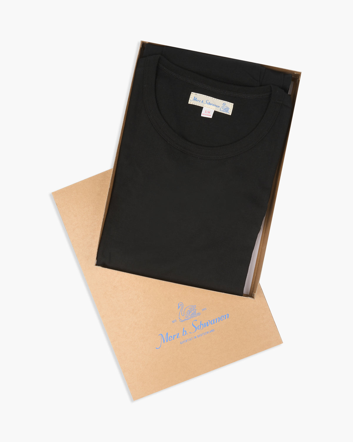 Merz b. Schwanen 4.6oz 1940s Loopwheeled Tee - Deep Black | Merz b. Schwanen T Shirts | JEANSTORE