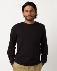 Merz b. Schwanen Good Originals 4.6oz 1950s L/S Loopwheeled Tee - Deep Black | Merz b. Schwanen T Shirts | JEANSTORE