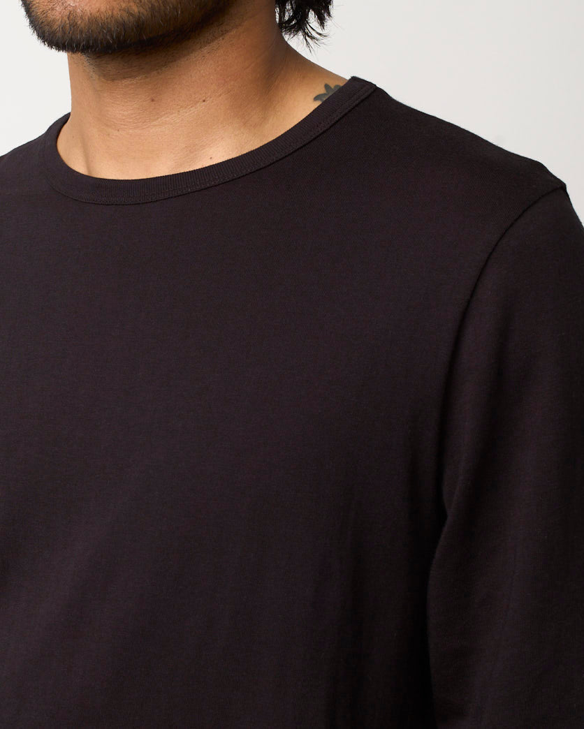 Merz b. Schwanen Good Originals 4.6oz 1950s L/S Loopwheeled Tee - Deep Black | Merz b. Schwanen T Shirts | JEANSTORE