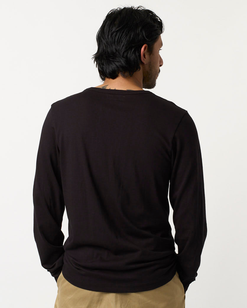 Merz b. Schwanen Good Originals 4.6oz 1950s L/S Loopwheeled Tee - Deep Black | Merz b. Schwanen T Shirts | JEANSTORE