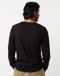 Merz b. Schwanen Good Originals 4.6oz 1950s L/S Loopwheeled Tee - Deep Black | Merz b. Schwanen T Shirts | JEANSTORE